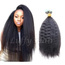Kinky Straight Tape in Human Hair Extension Brazilian Skin Weft Tape Hair 40Pcs