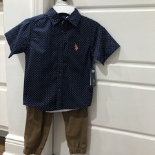 NEW US Polo Assn USPA Size 6 L 3 Piece Set Button Down Shirt, Pants, Shirt