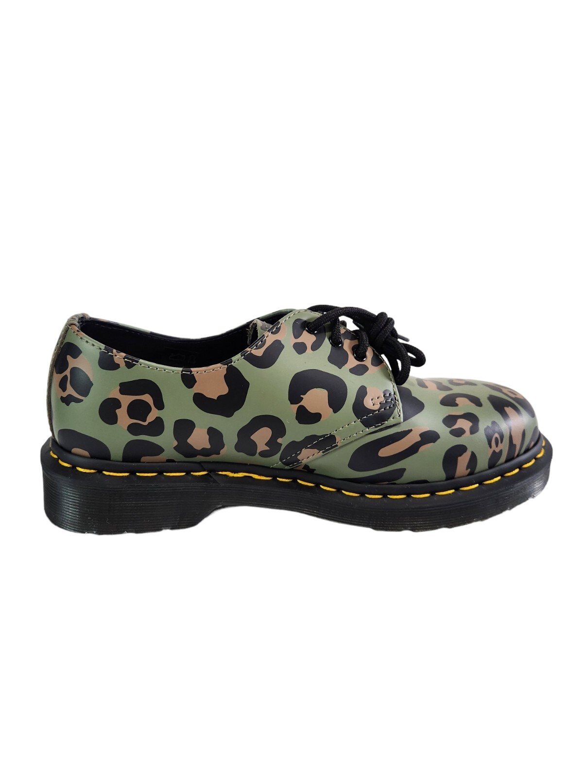 Doc Dr. Martens 27686 Skull Leopard Print Oxfords Green Men's 6, Womens 7 New image 2