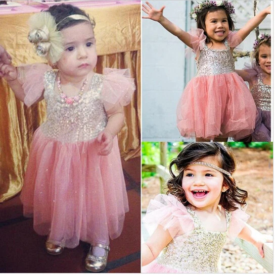 Kids Girls Glitter Shine Boutique Summer Party Dress Size 1 2 3 4 5