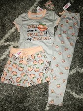 Girls justice 4pc peach sleep set size 7 new
