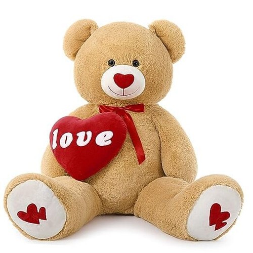 Giant Teddy Bear 4ft Stuffed Animals, Red Love Heart 51 inches Love Heart Bear