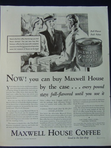 1932 MAXWELL HOUSE COFFEE Buy It By The Case! vintage art print ad
