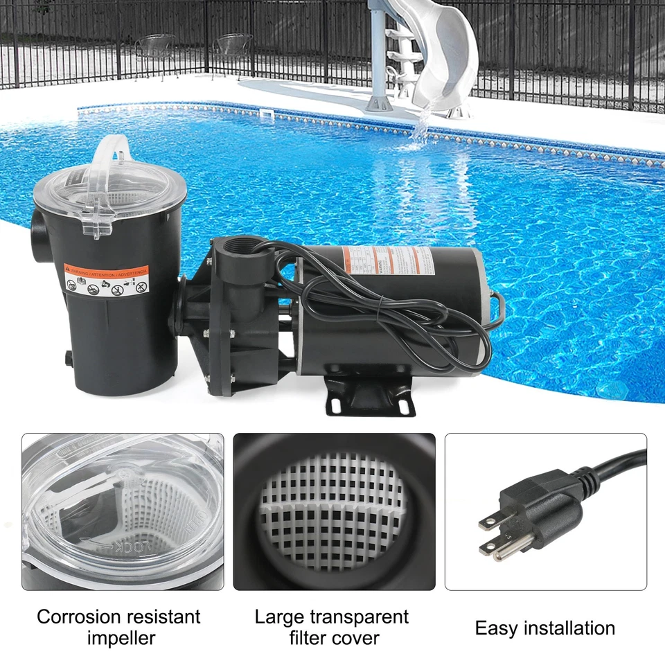 1HP Above Ground Swimming Pool Pump W3SP1580X15 Fit For Hayward with 3' Cord - Image 4 of 4