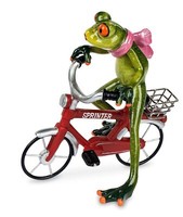 Formano Lustige FröSche Figur Frosch Auf Fahrrad Rot Poly 17 Cm