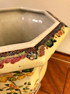 レア　ヴィンテージWong Lee 1895 天使の模様の花瓶/植木鉢　貫入入り レア ヴィンテージWong Lee 1895 天使の模様の花瓶/植木鉢 貫入入り