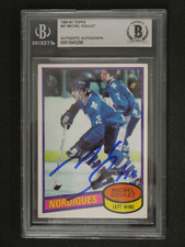 MICHEL GOULET SIGNED 1980-81 TOPPS RC #67 WITH BAS COA - QUEBEC NORDIQUES