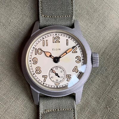1940 Elgin Stainless Steel Military Wristwatch Customized 