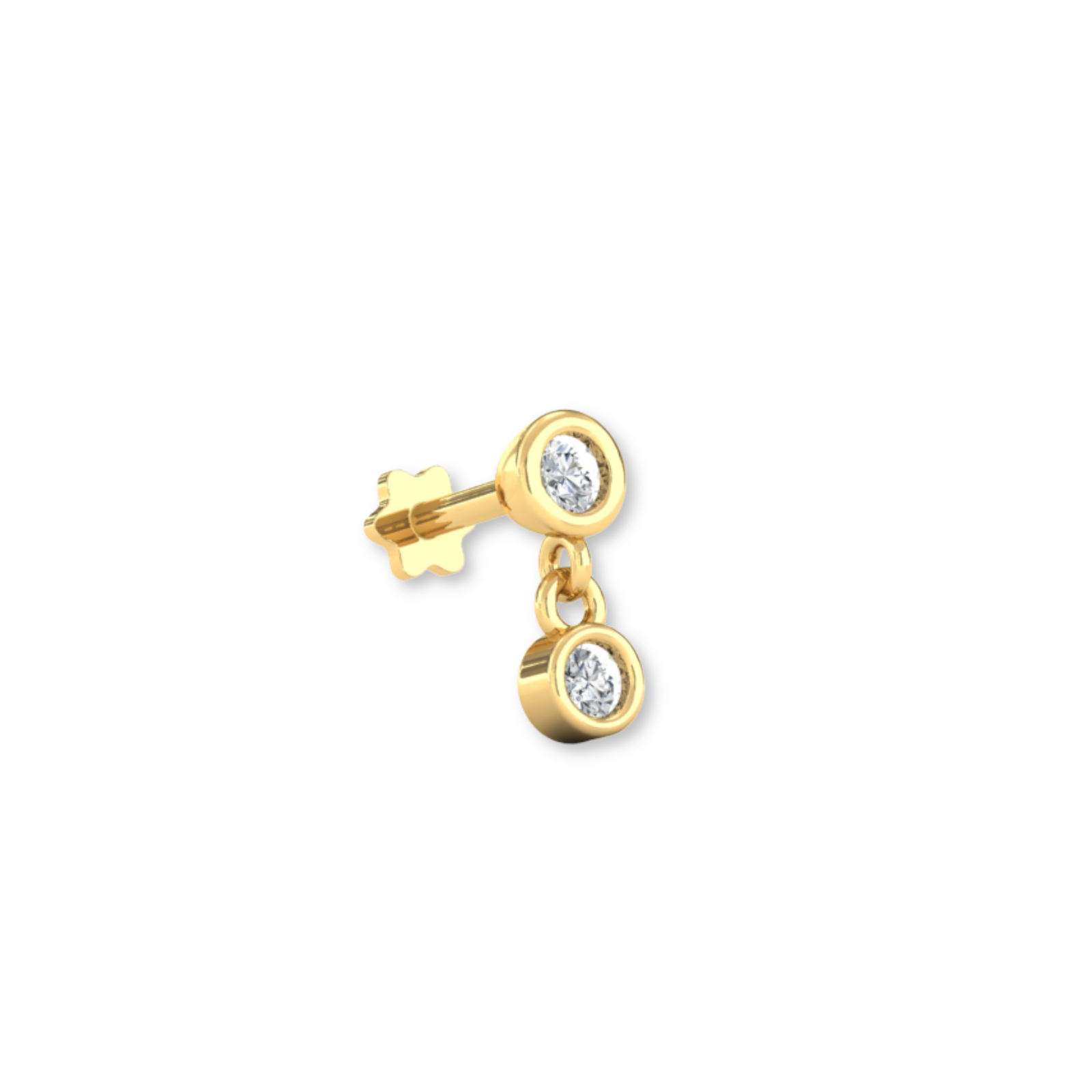 Dangling Natural Diamond Stud 14K Yellow Solid Gold Women's And Girl's Earring