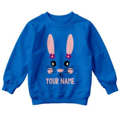 Personalisiertes Jungen Mädchen Häschengesicht Frohe Ostern Sweatshirt Pullover Festival #ED