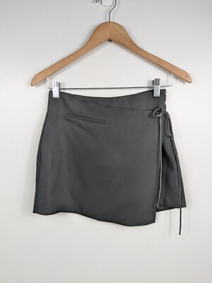 Meshki Vera Suiting Mini Skirt Black XXS Side Tie Asymmetrical NWT Chic Party