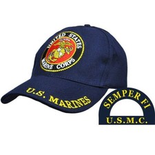 U.S. Marine Corps Ball Cap Hat Adjustable Size Embroidered Logo - NEW