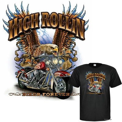 T-Shirt Biker Motorradtreffen  Adler Motiv USA  Bikermotto Spruch  *4014