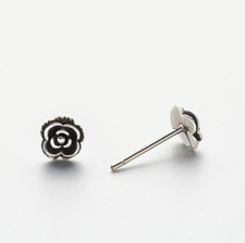 Retro Rose Flower Charm Sterling Silver Women Girl Post Back Stud Earrings B34