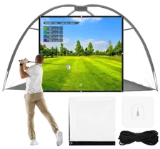 Golf Simulator Impact Screen with Grommet Holes for Golf Training, Indoor HD