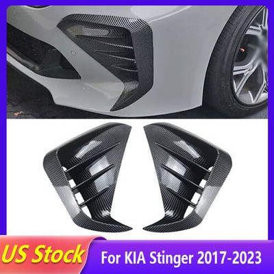For 2018~2023+ Kia Stinger Front Bumper Vent Hole Cover Trim Carbon Fiber Style