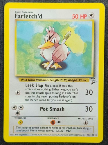 Farfetch'd 40/130 2000 Base Set 2 Pokemon Card WOTC Vintage - 第 1/2 張圖片