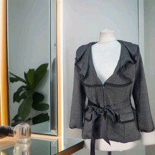 Maurices Smart Office Frill Blazer Grey Black Size L Jacket