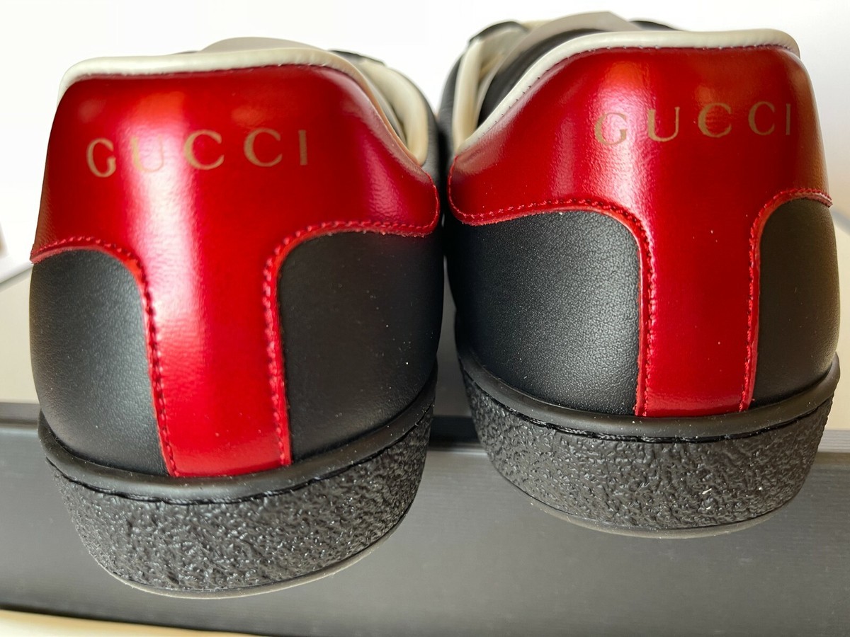 GUCCI NEW ACE SNEAKER Leather Logo Black Men's G 5/ US 6 | eBay