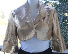 Xs Marciano Mini Sequin Gold Nude Cropped Blazer Jacket Party Guess Nwt Orp $158
