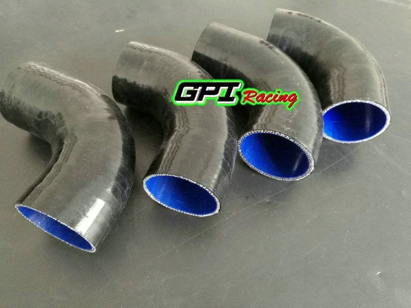 2.5" 64MM Universal Aluminio TURBO INTERCOOLER TUBERÍA NEGRA Manguera + Kits de Abrazadera en T Foto 2 de 4