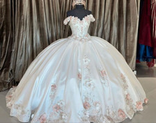 Quinceanera Dresses 3D Flowers Off Shoulder Sweet 15 16 Party Girls Ball Gown