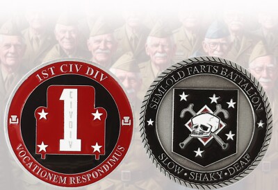 1ST CIV DIV SEMI-OLD FARTS BN CHALLENGE COIN USMC USA USN USAF RETIRED VETERAN
