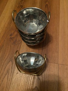 Vintage Italy two-handled bowl Stainless steel 24K gold plated Inox Tableware