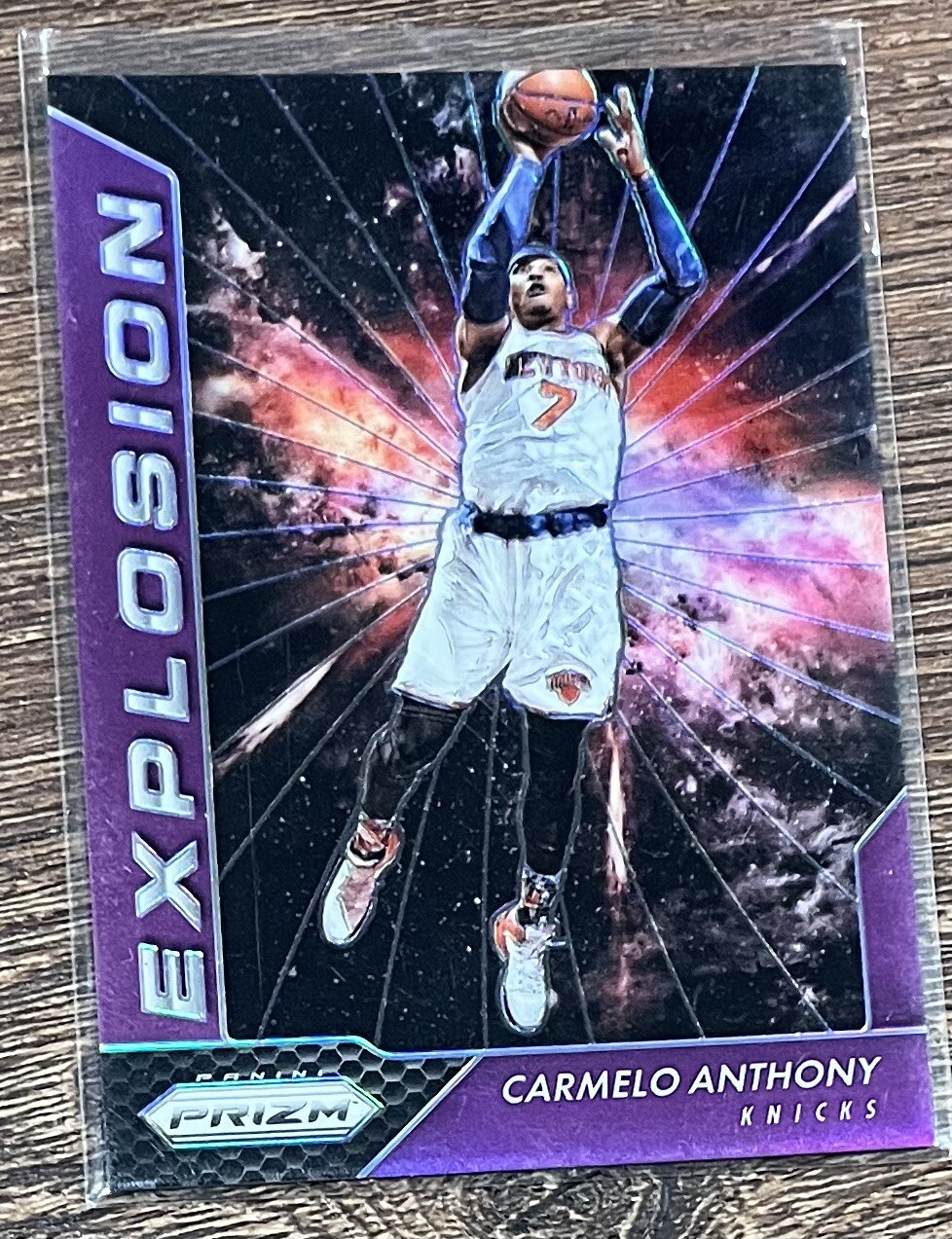 2016-17 Panini Prizm Carmelo Anthony Explosion Purple Refractor 55/75 #6 Knicks
