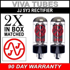 JJ Electronic Matched Pair (2) 5Y3 Rectifier Vacuum Tubes - Brand New