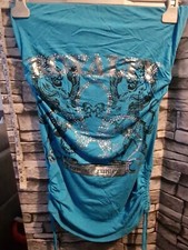 URBAN DIVA LADIES BLING BOOB TUBE STRAPLESS TOP BLUE 12-14 (REF52)