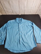 RALPH LAUREN CHAPS Dress Shirt men's size 17/17.5-36/37 blue oxford Wrinkle Free