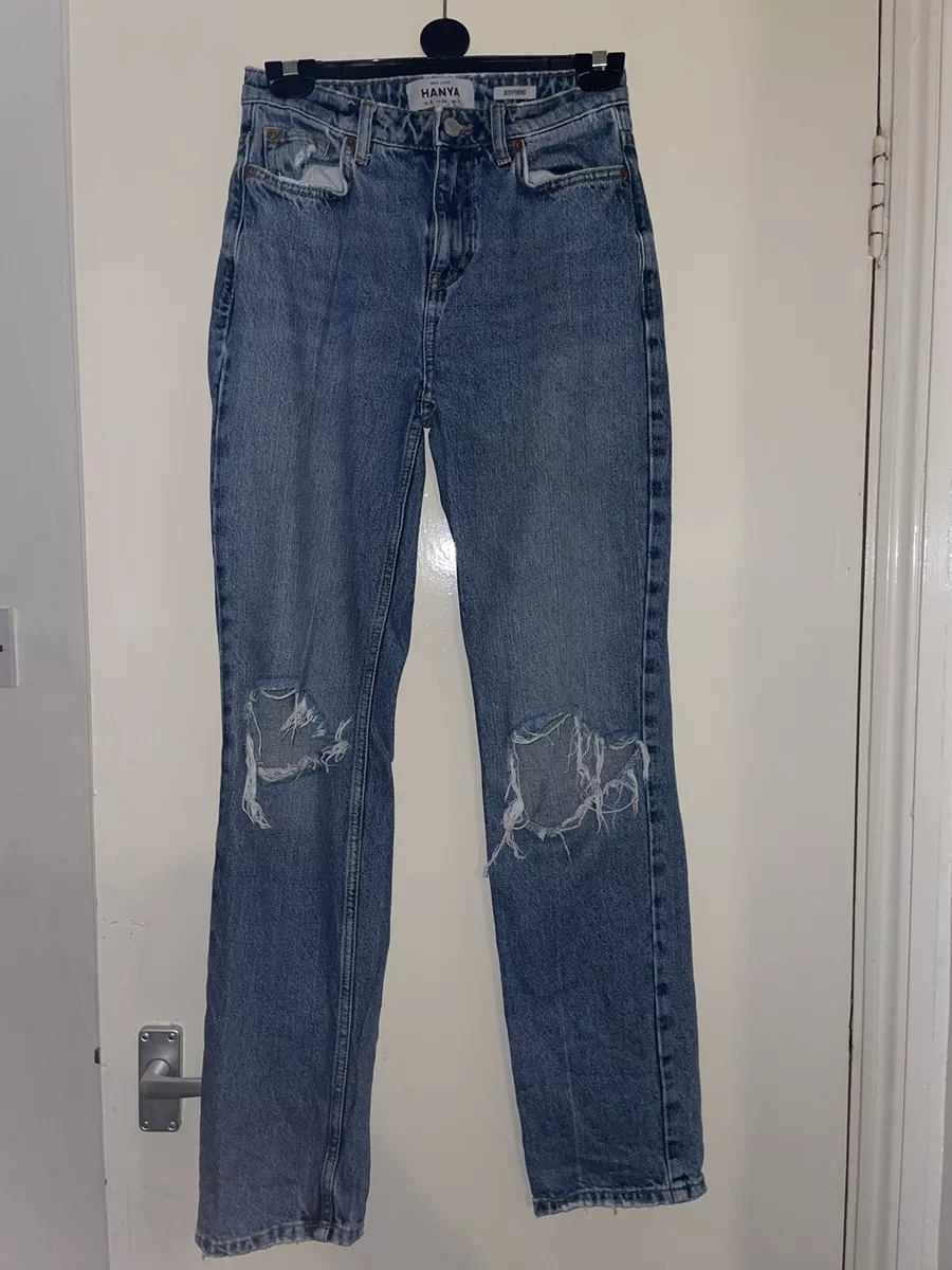 New Look HANYA Washed Denim Boyfriend Jeans With Rips Size 6