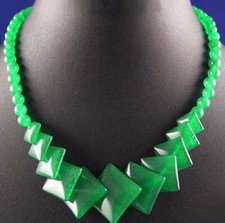40pcs Green Jade Quadrate Pendant 18KWGP Clasp Women Lady Girl Party Necklace