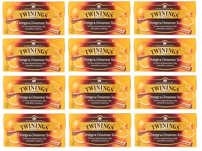 12x Twinings Schwarzer Tee mit Zimt- und Orangengeschmack,Packung mit 25 Filtern