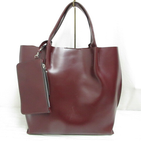 Gianni Chiarini Leather Tote Bag With Pouch Bordeaux Genuine Made 