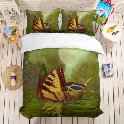 3D Dream Butterfly Boat Forest Moon Quilt Cover Set Bedding Sets Pillowcases 64
