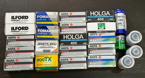 Vintage 35mm and 120 Expired FILM Agfa Ilford Holga Kodak Fuji Lomography lot   