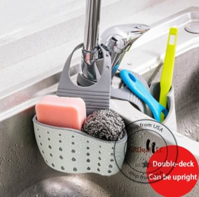 Kitchen Sink Shelving Bag Dish Cloths Rack Suction Sponge Hanging Drain Holder