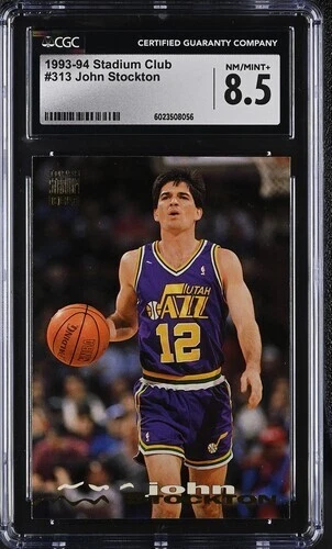 NBA 1993-94 Topps Stadium Club - John Stockton #313 UTAH JAZZ - CGC 8.5