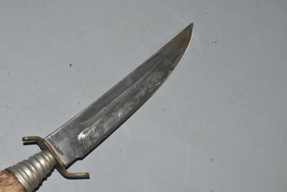 BARON altes Jagdmesser Hirschfänger Jagdnicker mit RehfußLeder-scheide Fach #AA3 - Bild 4 von 4