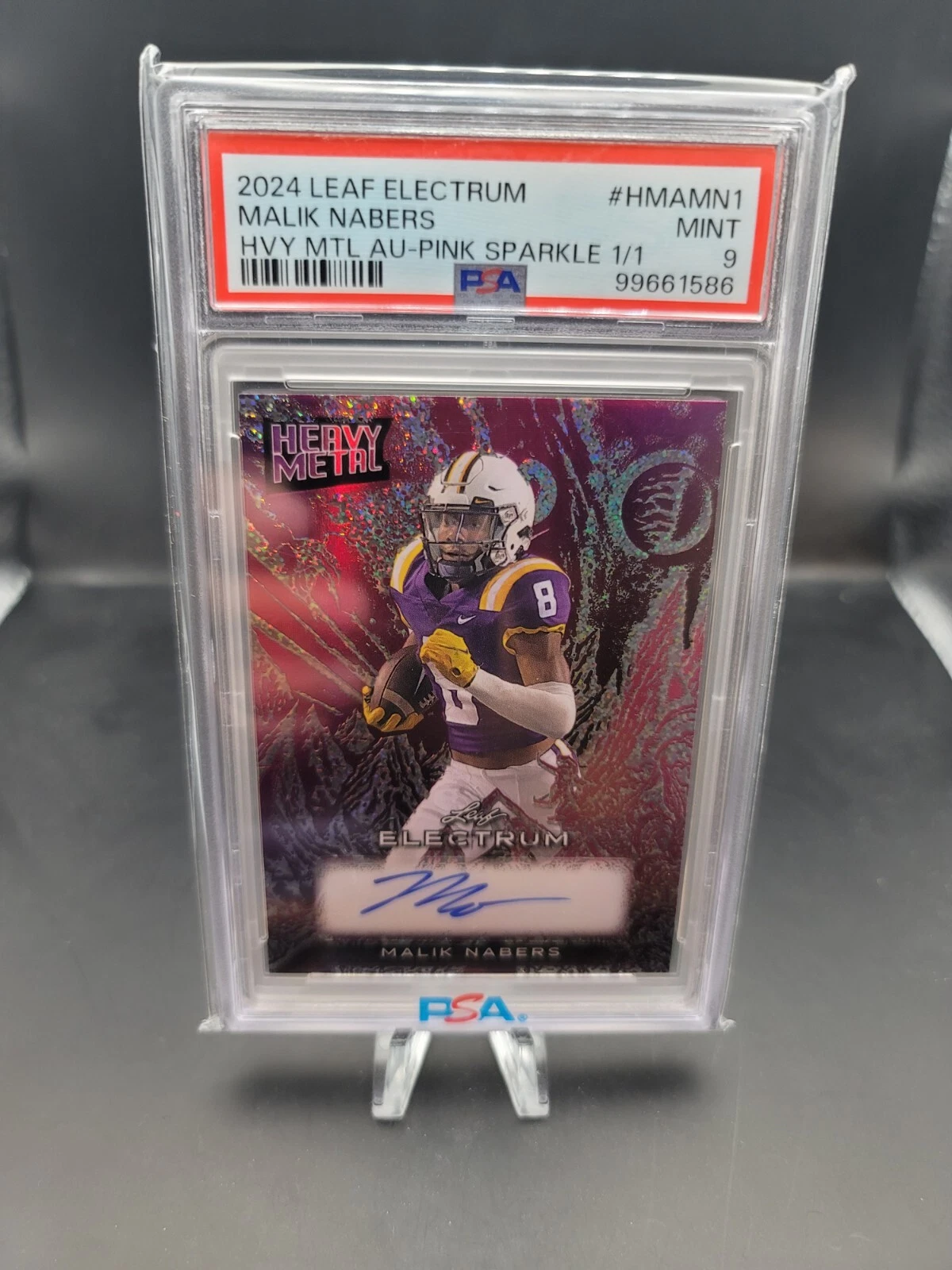 Malik Nabers Leaf Electrum Heavy Metal Autographs #HMAMN1 Pink Sparkle 1/1