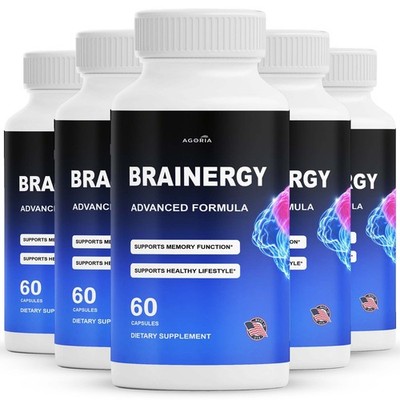 (5 Pack) Brainergy Capsules, Natural Brain Energy & Memory Support Supplement