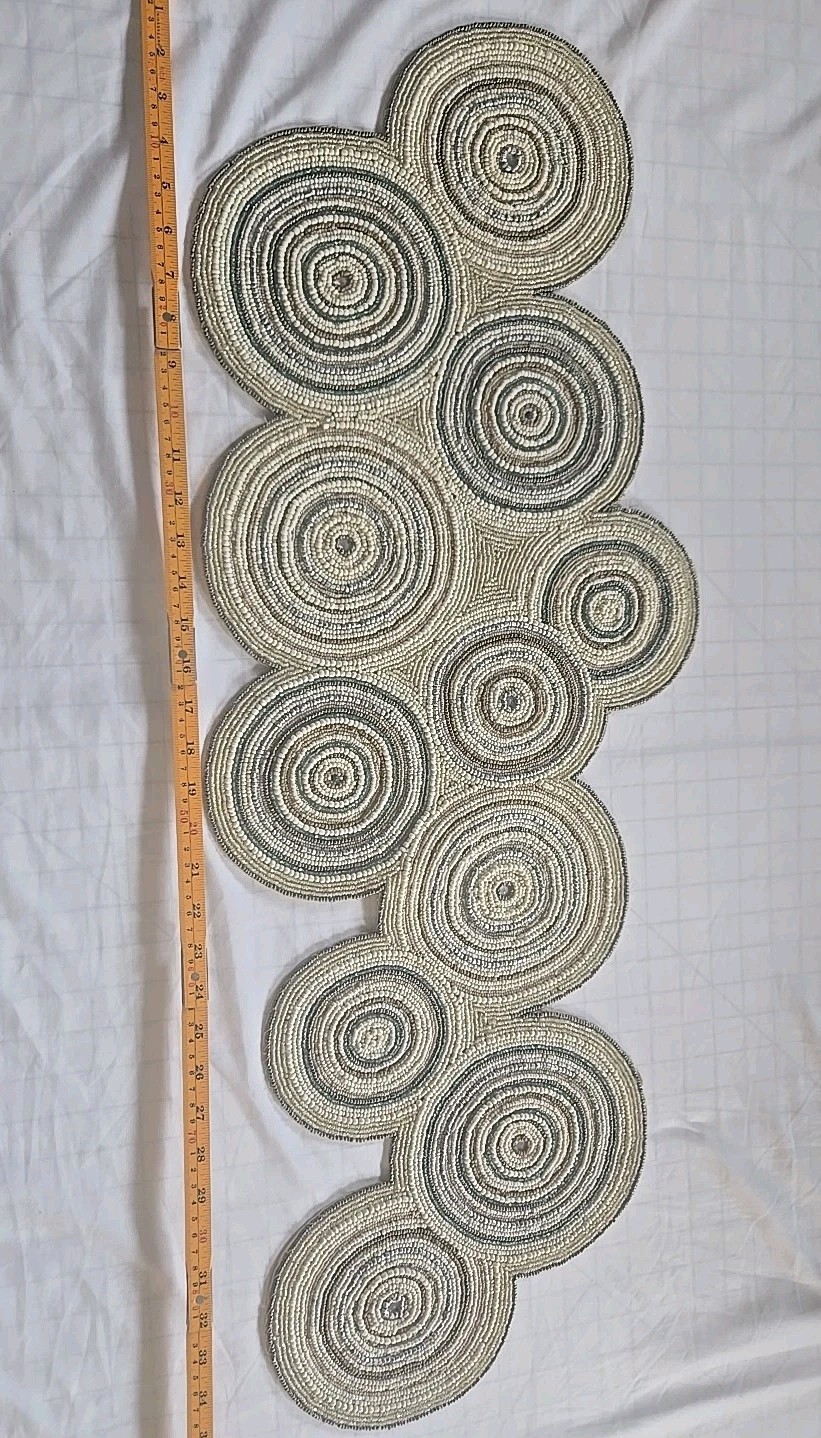 Pier 1 Glass Beaded Boho Floral Table Runner, Table Topper, Centerpiece Read