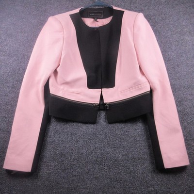 BCBGMAXAZRIA Jacket Womens Medium Pink Black Marcus Colorblock Zip Biker