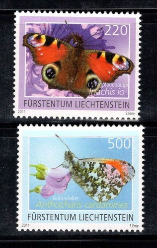 Liechtenstein 2011 Mi. 1592-1593 postfrisch ** 100% Schmetterlinge, Fauna
