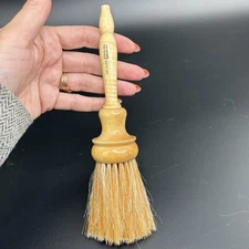 Vtg Barber Neck Duster Hair Brush Wood Handle Natural Bristle Sterilized USA
