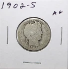 1902 S US Barber 90% Silver Quarter 25c AG About Good Free Shipping