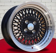 4x 15 St1 Klutch Sl1 Style Black Wheels 4x100 Deep Dish For Vw Honda E30