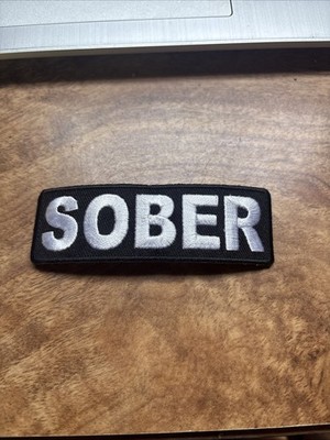 Sober patch Rare Iron On 3  Retro Logo Black White Hat Vest MC Biker